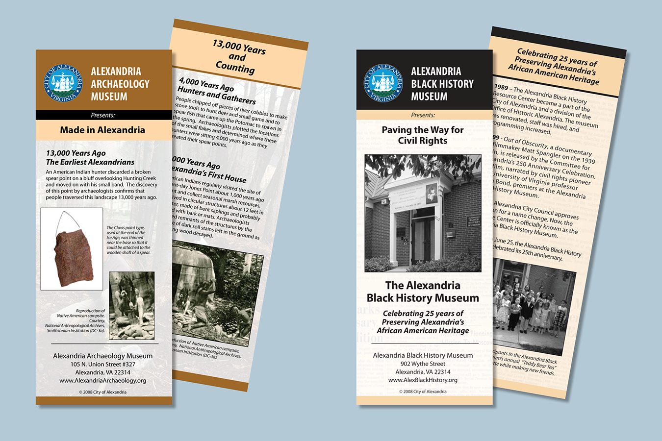 Brochures 8 : Docent cards produced for six different Alexandria, VA museum carts