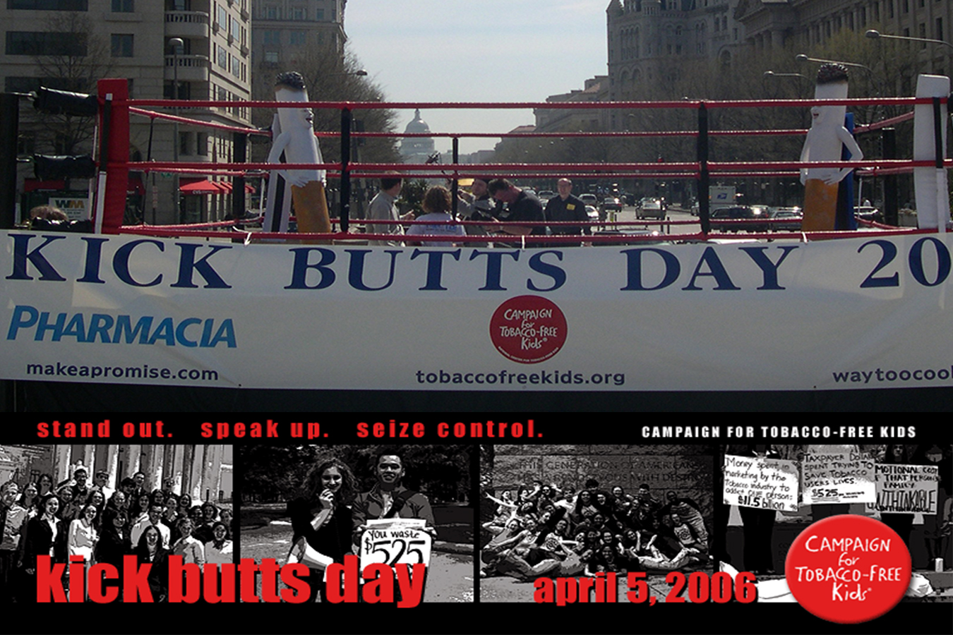 Tobacco 3 : Kick Butts boxing event held at Freedom Plaza in downtown Washington, D.C.