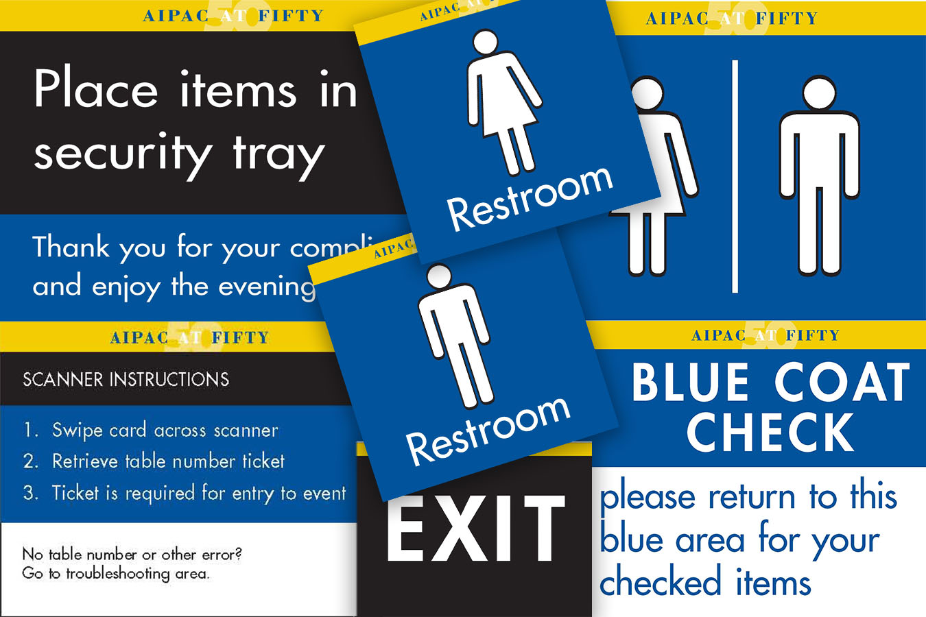 Aipac Signs 3 : Sampling of way finding event signs