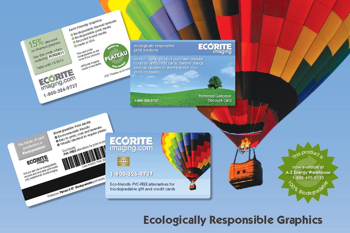 ecorite 7 : Biodegradable credit card and discount cards made from Steppe and Plateau biodegradable Plastic