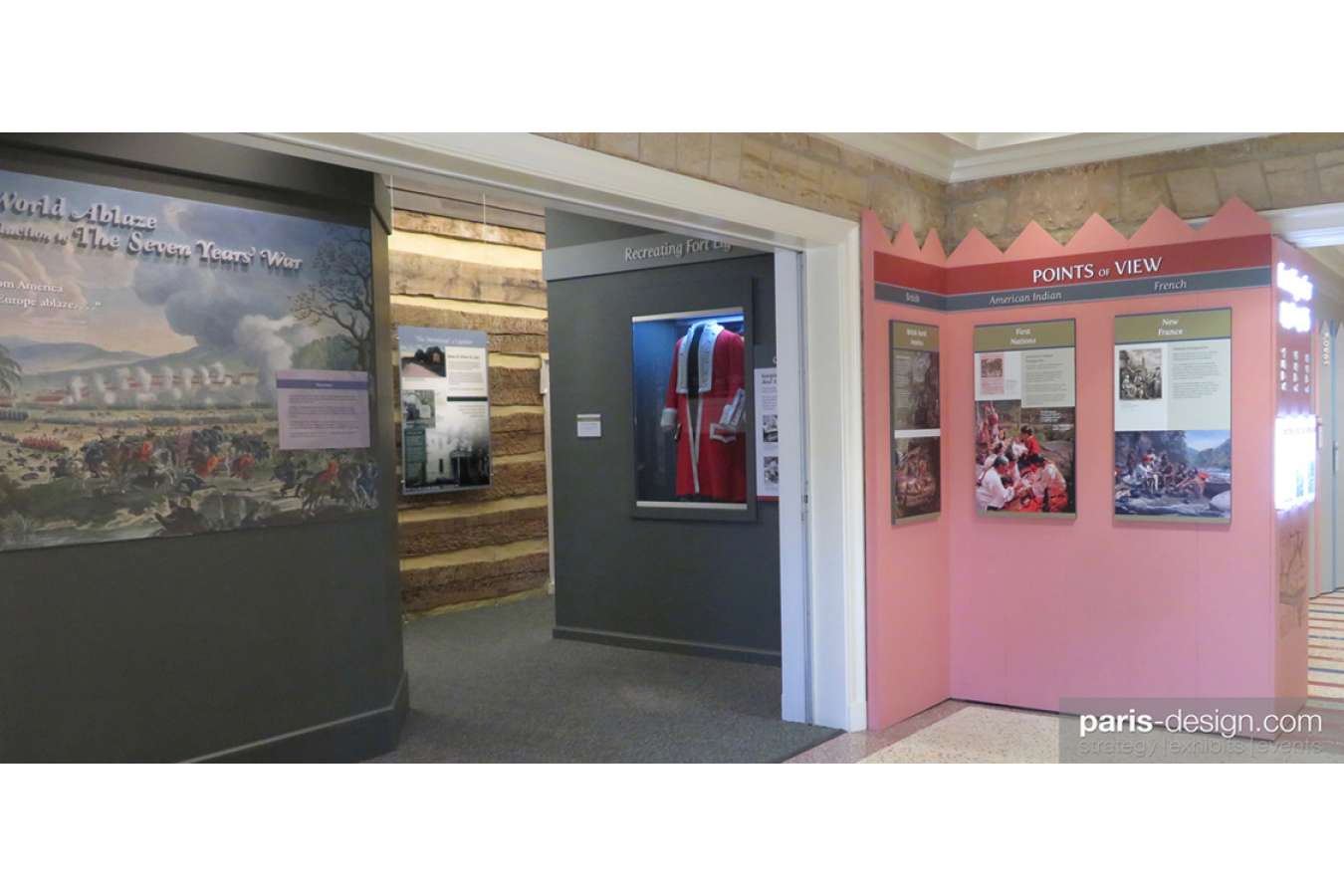 2W  FTLIG Arch Entry : Many display elements reference the restored Fort Ligonier structures outside this museum