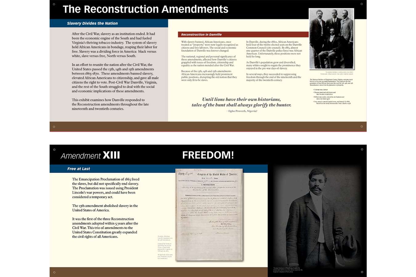 DMFAH 1,2 : Reconstruction Amendments, Jim Crow and Civil Rights are explored in this exhibit
