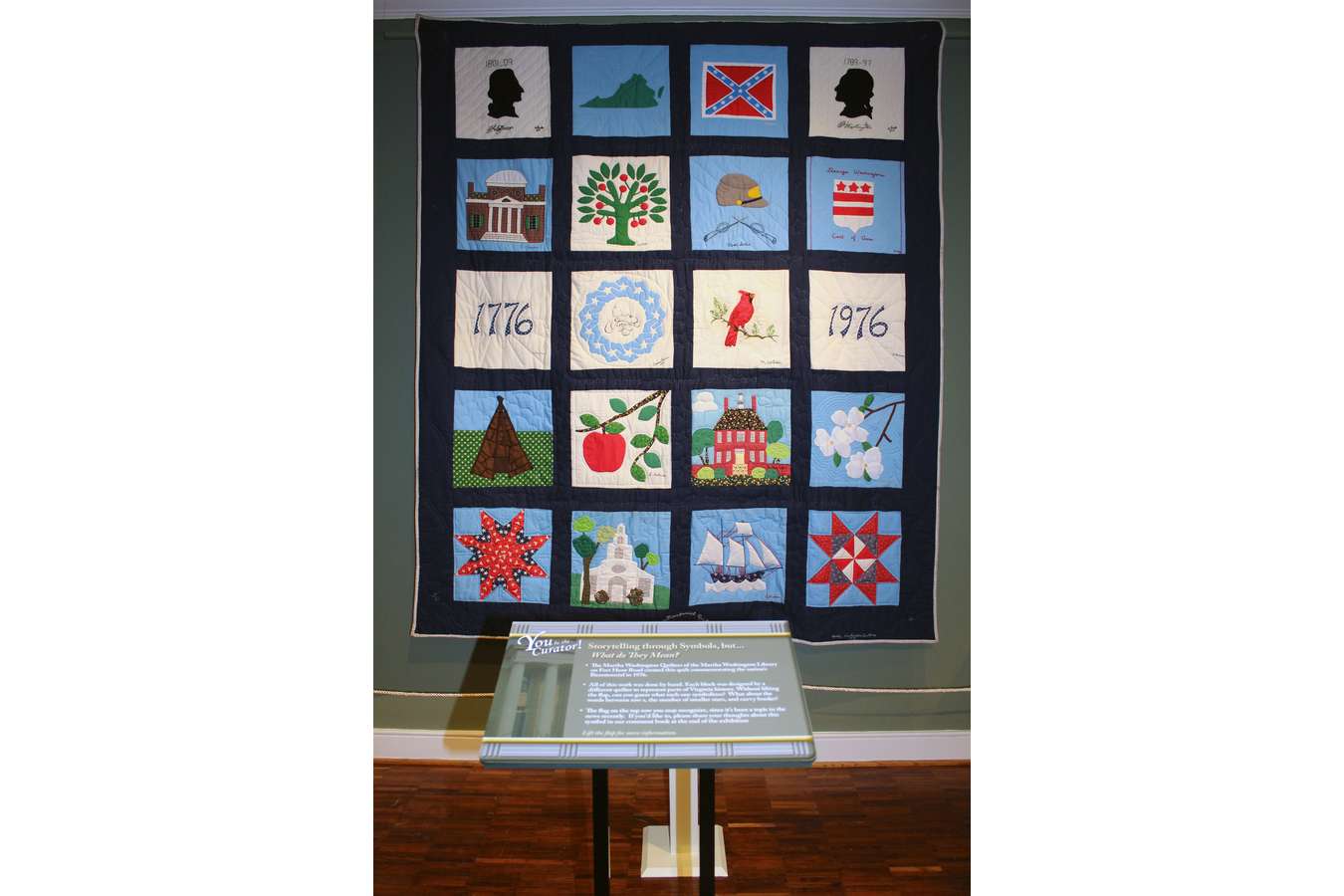 8a Lycem Quilt 4579 : Bicentennial Quilt gift of the Martha Washington Library completed in 1976 for the nation's bicentennial 