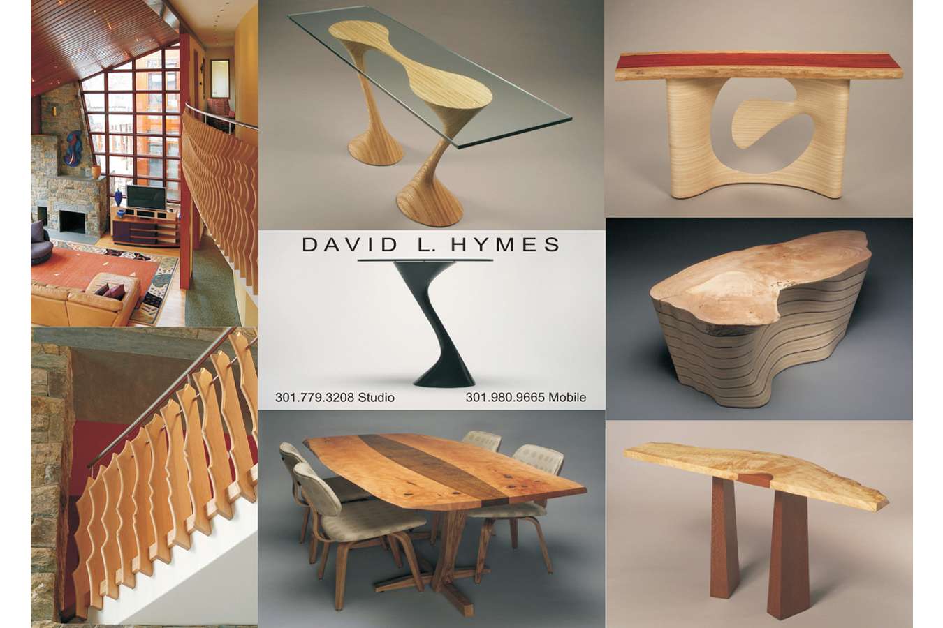 Hymes : Postcard accompanies custom portfolio package developed for furniture craftsman