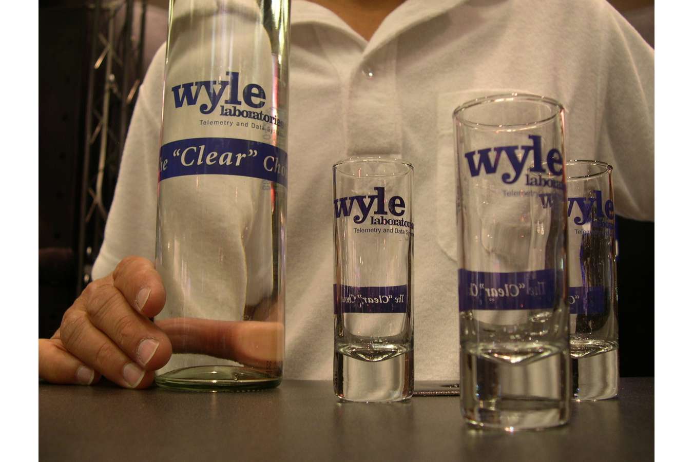 Wyle Water : Wyle's "Clear Choice" campaign branded water & shot  glasses