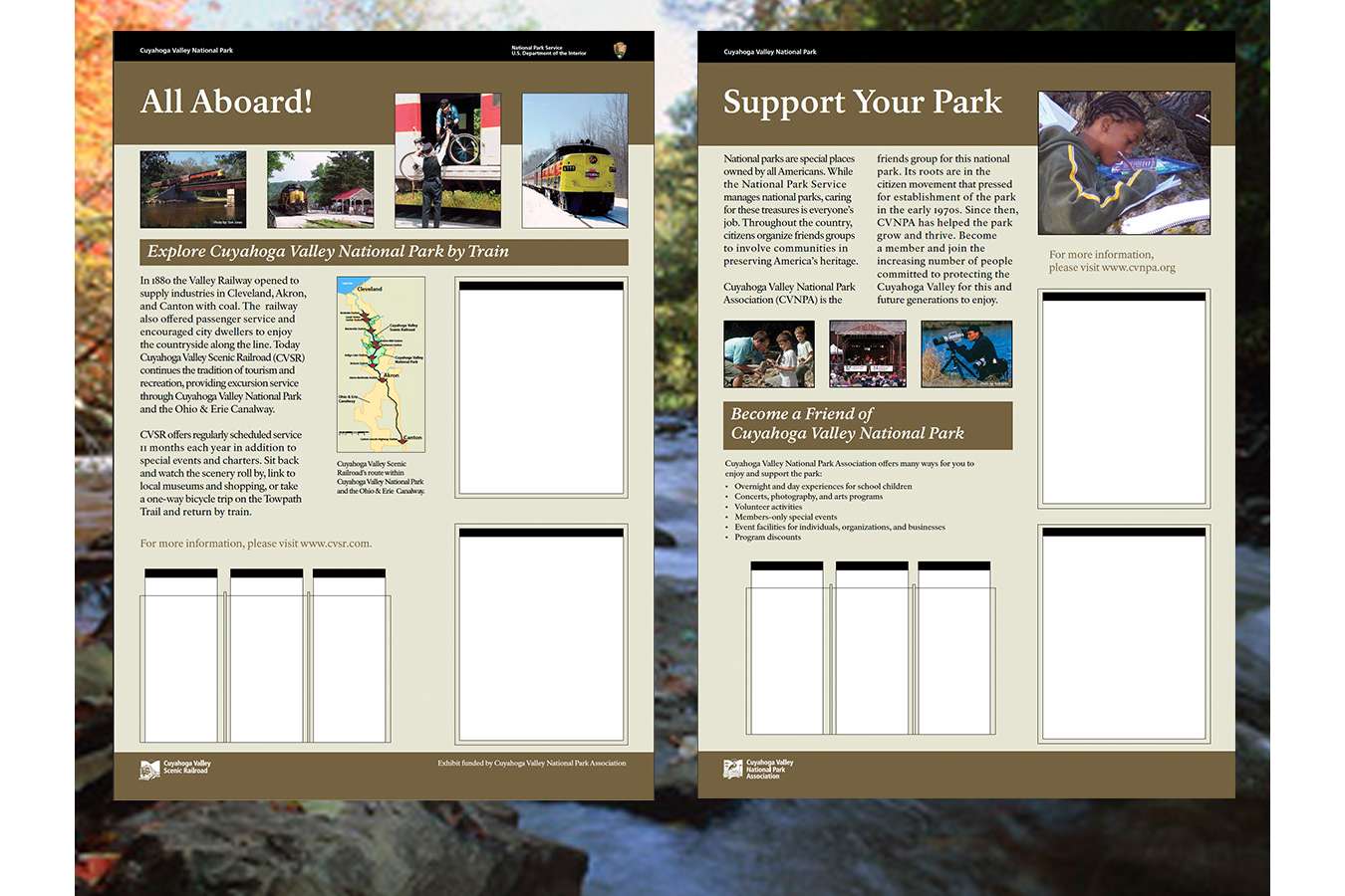 CUVANPS5 : Waysides for the park included brochure holders for maps, flyers, daily schedules and updates