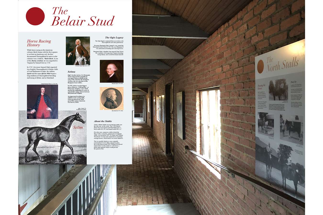 Belair Stud : Graphic panels inside the stables are printed on recycled media 