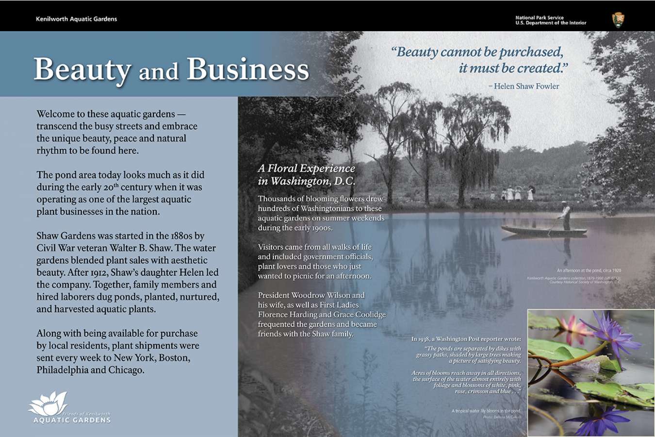 Fokag 1 : Beauty & Business were blended at the Shaw Gardens Aquatic Plant Business, Prior to becoming a National Park