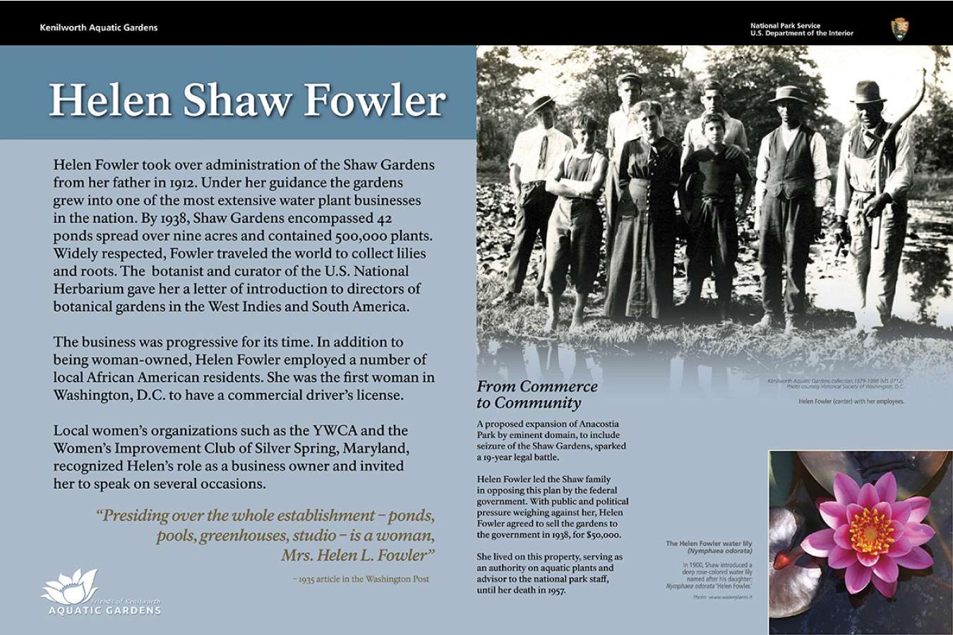 fokag 2 : Helen Shaw Fowler Wrestled the US Government into Creating the Aquatic Gardens National Park