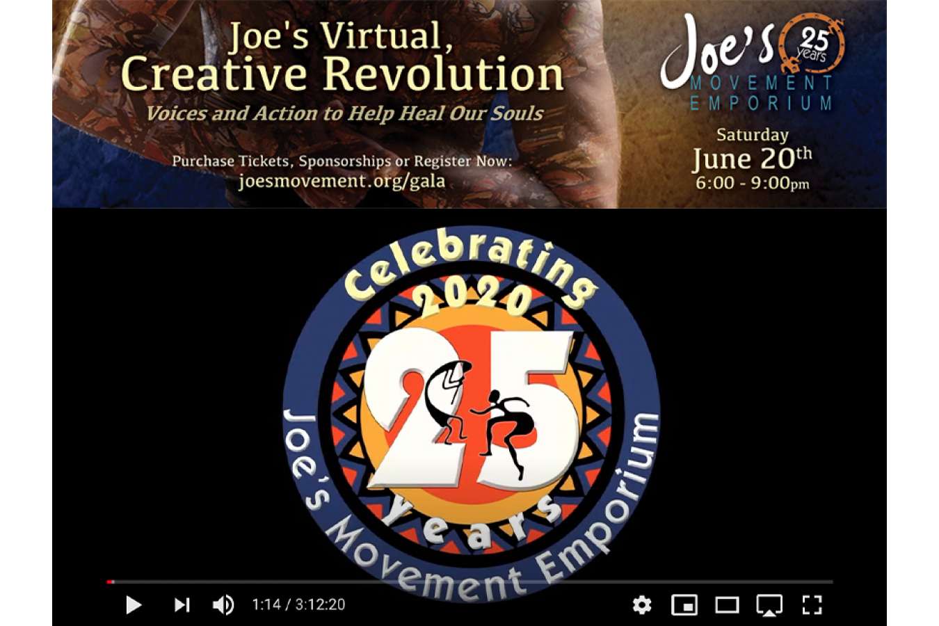 1 JVCR Header : Joe's Creative Revolution, brings you a powerful evening of movement, hope and healing. In an extraordinary moment, we lead community forward, fighting a local pandemic and racial injustice across the country.