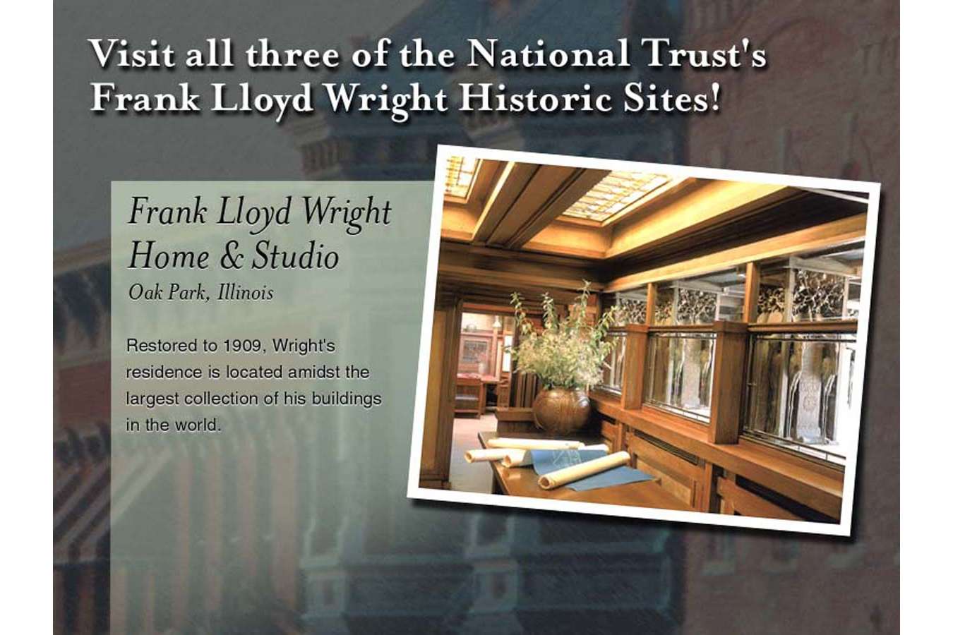 NTHP 3 web3 : For the Frank Lloyd Wright homes, customized articulated wood frame plaque was created